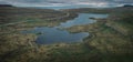 Lake Toftavatn with hiking trail from above, Runavik, Eysturoy, Faroe Islands Royalty Free Stock Photo