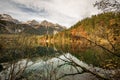 Lake Tovel and Brenta Dolomites in Autumn - Trentino-Alto Adige Italy Royalty Free Stock Photo