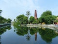 Lake and tower of the Tran Quoc pagoda in Hanoi, Vietnam.