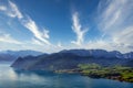 Lake Traun Traunsee and mountains in Upper Austria landscapes Royalty Free Stock Photo