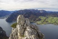 Lake Traunsee and Alps seen from Traunstein, Upper Austria, Austria