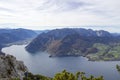 Lake Traunsee and Alps seen from Traunstein, Austria