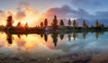 Lake, tree reflection in water