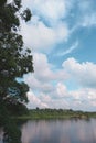 The lake of trees and clouds is beautiful and cool Royalty Free Stock Photo