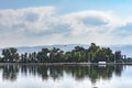 Lake and trees landscape view