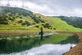 Lake in the Triassic adventure theme park on Steinplatte Mountain in Waidring