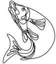 Lake Trout Jumping Up Continuous Line Drawing