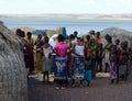 Nuns of Christian church buy handicrafts african tribe Royalty Free Stock Photo