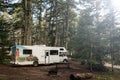Lake of two rivers Campground Algonquin National Park Beautiful natural forest landscape Canada Parked RV camper car