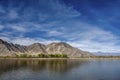 Lake under mountain in Tibet