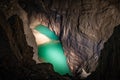 Lake in an underground cave. Cave Interior. Royalty Free Stock Photo