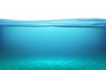 Lake underwater surfaces. Relax blue horizon background under surface sea, clean natural view bottom pool with sun rays