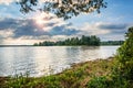 Lake Valday in the rays of a sun Royalty Free Stock Photo