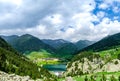 Lake in Vall de Nuria valley Sanctuary in the Catalan Pyrenees Royalty Free Stock Photo