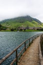 Lake in Vall de Nuria valley Sanctuary in the Catalan Pyrenees, Spain Royalty Free Stock Photo