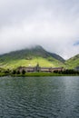 Lake in Vall de Nuria valley Sanctuary in the Catalan Pyrenees, Spain Royalty Free Stock Photo