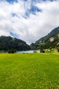 Lake in Vall de Nuria valley Sanctuary in the Catalan Pyrenees, Spain Royalty Free Stock Photo