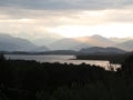 Lake of Varese,  view of sunset,  water and mountains,  panorama of varese Royalty Free Stock Photo