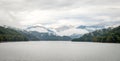 Lake Vidraru on the dam in Carpathian mountains, Romania Royalty Free Stock Photo