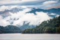 Lake Vidraru on the dam in Carpathian mountains, Romania Royalty Free Stock Photo