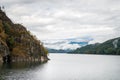 Lake Vidraru on the dam in Carpathian mountains, Romania Royalty Free Stock Photo