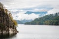 Lake Vidraru on the dam in Carpathian mountains, Romania Royalty Free Stock Photo