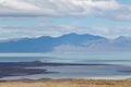 Lake Viedma with surrounding mountain landscape in El Chalten, Argentina. Seen from Condor viewpoint Royalty Free Stock Photo