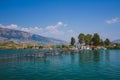 Lake view in Butrint - Buthrotum. Touristic historical attraction. Summer in Albania Royalty Free Stock Photo