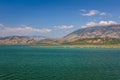 Lake view in Butrint - Buthrotum. Touristic historical attraction. Summer in Albania Royalty Free Stock Photo