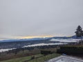 Lake view clouds and mountain deck Royalty Free Stock Photo