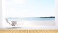 Lake view and daybed on terrace in hotel - 3D Rendering