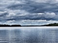 Lake view distance reflection clouds Royalty Free Stock Photo