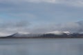 lake view of Hverfjall Crater with snow Royalty Free Stock Photo