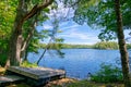 Lake view in Maine with dock Royalty Free Stock Photo