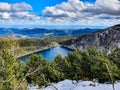 Lake in the vosges mountains with panorama view Royalty Free Stock Photo