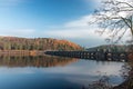 The lake Vyrnwy dam at autumn Royalty Free Stock Photo