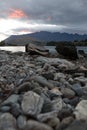 Lake Wakatipu in Queenstown at sunrise Royalty Free Stock Photo