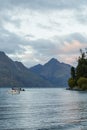 Lake Wakatipu in Queenstown at sunrise Royalty Free Stock Photo