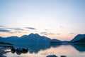 Lake Walchensee with Herzogstand mountain Jochberg, Bavaria, Germany. Night shot