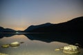 Lake Walchensee with Herzogstand mountain Jochberg, Bavaria, Germany. Night shot