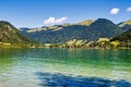 Lake Walchsee near Koessen at the Wilder and Zahmer Kaiser in Tirol, Austria