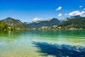 Lake Walchsee near Koessen at the Wilder and Zahmer Kaiser in Tirol, Austria