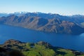 Lake Wanaka between the mountains in winter, New Zealand Royalty Free Stock Photo