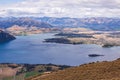 Wanaka lake and Wanaka town in morning light