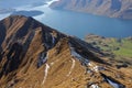 Lake Wanaka from top of Roys Peak track in winter, New Zealand Royalty Free Stock Photo