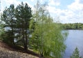 Lake, water, landscape, sky, nature, forest, river, reflection, tree, summer, trees, blue, pond, green, clouds, grass, outdoor, cl Royalty Free Stock Photo