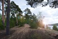 Lake, water, landscape, sky, nature, forest, river, reflection, tree, summer, trees, blue, pond, green, clouds, grass, outdoor, cl Royalty Free Stock Photo