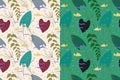 Lake water seamless pattern. Hand drawn graphic composition, cute illustration of river life, plants, leaves, fish Royalty Free Stock Photo