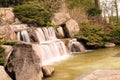 Lake Waterfall Pond Brook in Japanese garden Royalty Free Stock Photo