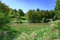 Lake in Wilhelmshoehe Mountainpark, Bergpark, Castle Park, Germany. Beautiful landscape